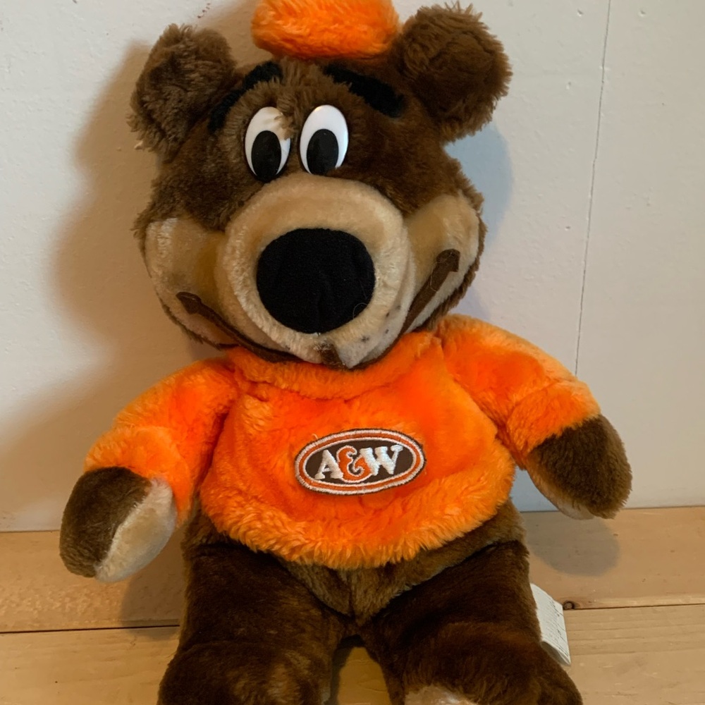 A&W Vintage Root Bear Plush in Bright Orange Sweater